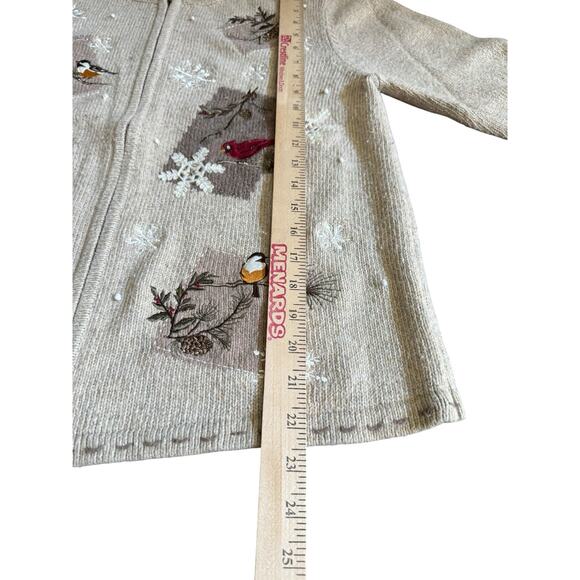 Croft & Barrow Winter Holiday Medium Women’s Sweater Birds Snowflakes Granny - Picture 7 of 8